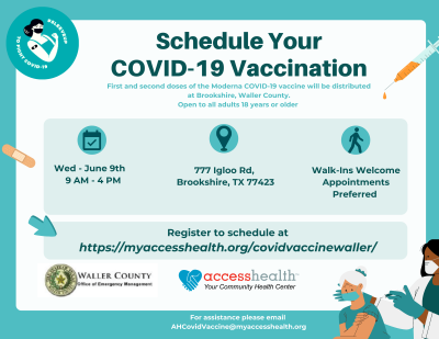 Schedule your Covid-19 Vaccination 6.9.21