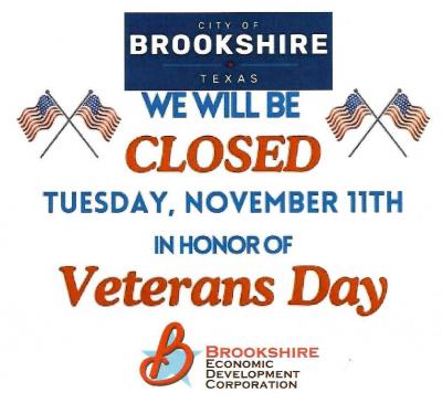 Brookshire City Hall & Brookshire Will be Closed