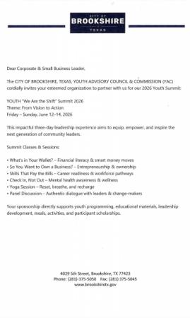 Brookshire Youth Advisory Council (YAC) Invites You