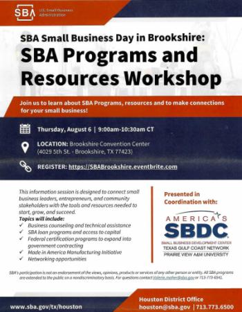 SBA Programs & Resources Workshop