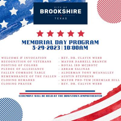 City of Brookshire Memorial Day Event 2023