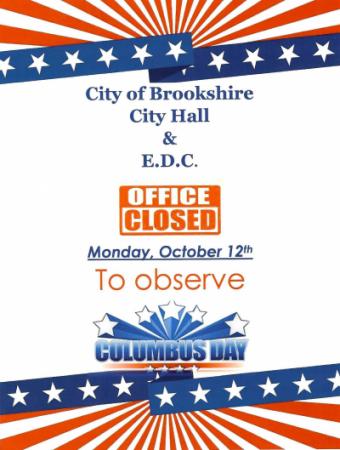 City of Brookshire City Hall & E.D.C. Will be Closed