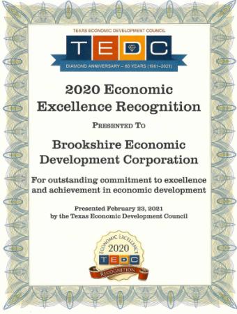 Brookshire E.D.C. Receives Certificate of Excellence