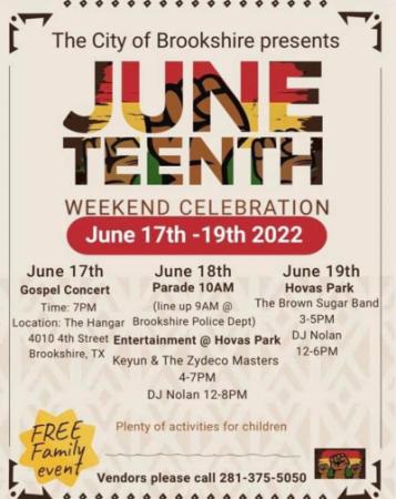City of Brookshire Presents Juneteenth Weekend Celebration!