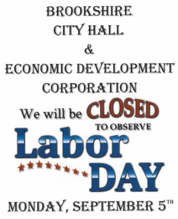 City of Brookshire Offices & Brookshire E.D.C. Will be Closed