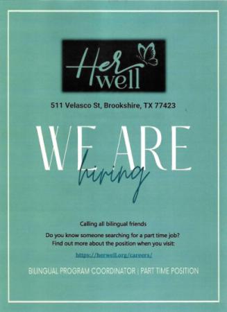 Her Well Hiring Bilingual Program Coordinator / Part Time Position