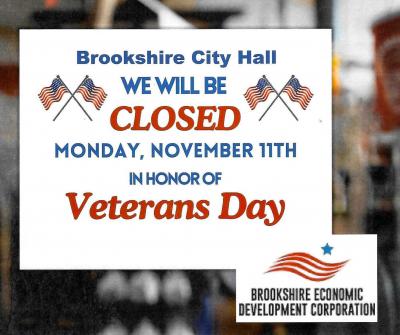 City of Brookshire Offices & Brookshire E.D.C. Will be Closed