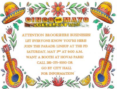 Brookshire Businesses, get ready for the Cinco De Mayo Celebration!