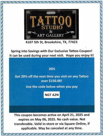 Tattoo & Art Gallery Spring Savings!