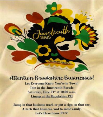 Brookshire Businesses, Join our Juneteenth Parade! 