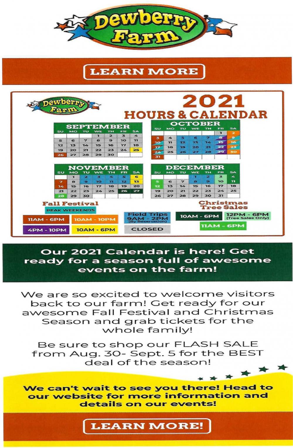Dewberry Farm 2021 Calendar City of Brookshire, Texas