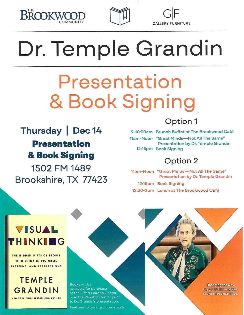 Dr. Temple Grandin Presentation & Book Signing at Brookwood Community