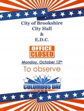City of Brookshire City Hall & E.D.C. Will be Closed