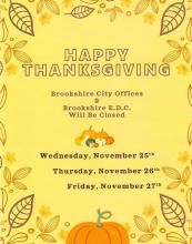 City of Brookshire Offices & Brookshire E.D.C. Will be Closed
