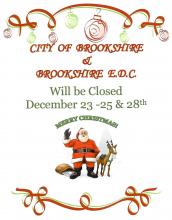 City of Brookshire Offices & Brookshire E.D.C.  Will be Closed