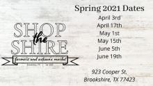 Spring 2021 Dates for the Shire's Artisans Farmers Market 