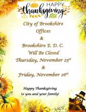 City of Brookshire Offices & Brookshire E.D.C. Will be closed