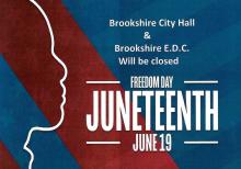 City of Brookshire Offices and Brookshire E.D.C. Will be Closed 