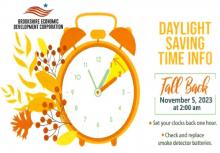 Remember to Fall Back an Hour, November 5th at 2:00 a.m.