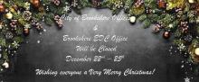 City of Brookshire Offices & Brookshire E.D.C. will be closed Friday, December 22nd - Monday, December 25th