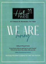 Her Well Hiring Bilingual Program Coordinator / Part Time Position