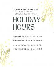 Alameda Meat Market #2 Holiday Hours
